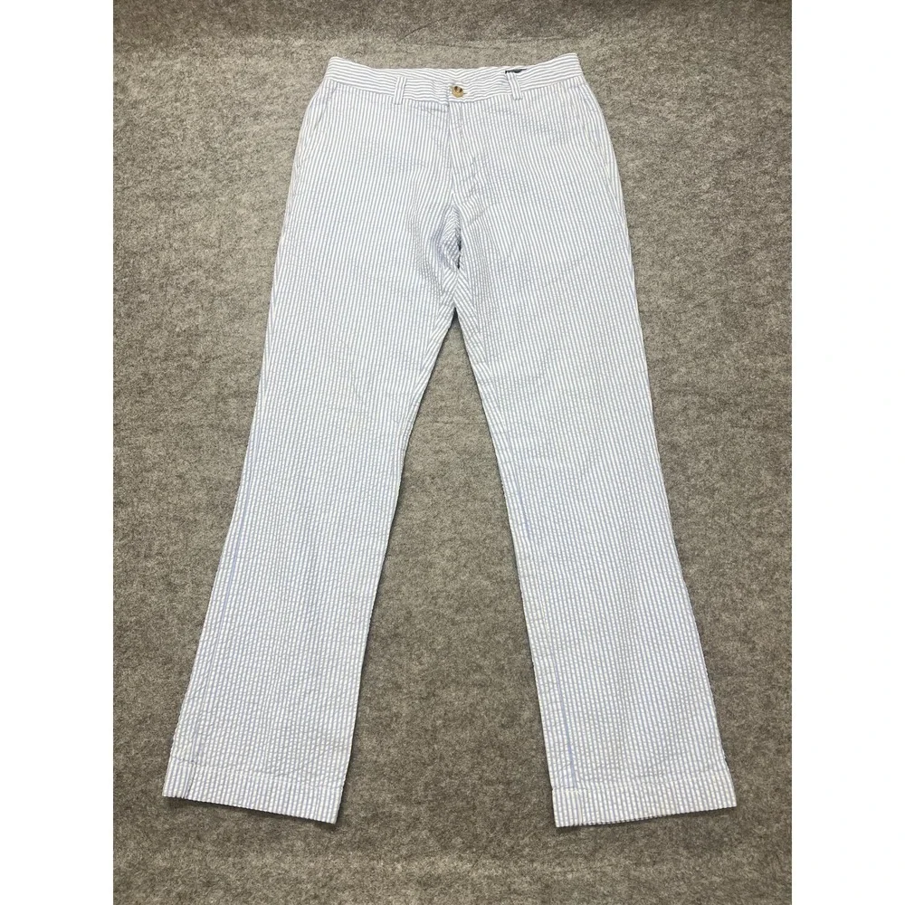 Vineyard Vines Slim Fit Breaker Pants Mens 30x32 Blue Stripe Preppy Seersucker